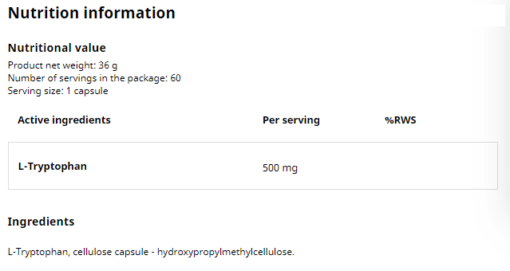 fra pm UNS L Tryptophane 60 caps 5008 2