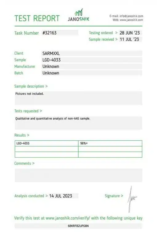 wwwsarmxxlcom koop sarms online certificaat LGD 4033