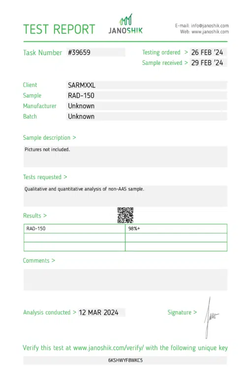 Test Report Benzoate RAD 150 2