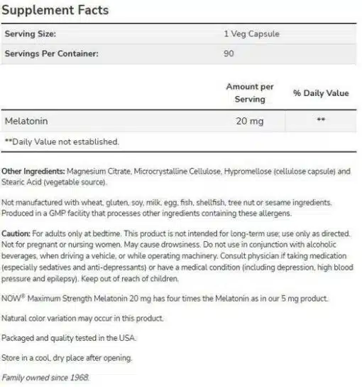 eng pm Now Foods Melatonin 20 mg 90 caps 4682 2