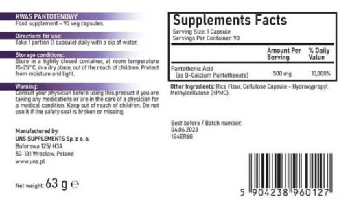 eng pm UNS Pantothenic acid 90 caps 3699 2