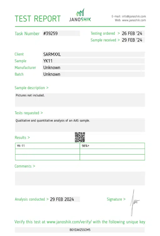 rapport d'essai YK11 5