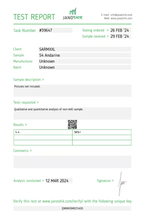 Test Report Andarine S4 4