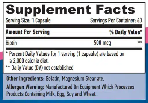 esp pm Biotina 500 mcg 60 cápsulas 1333 2